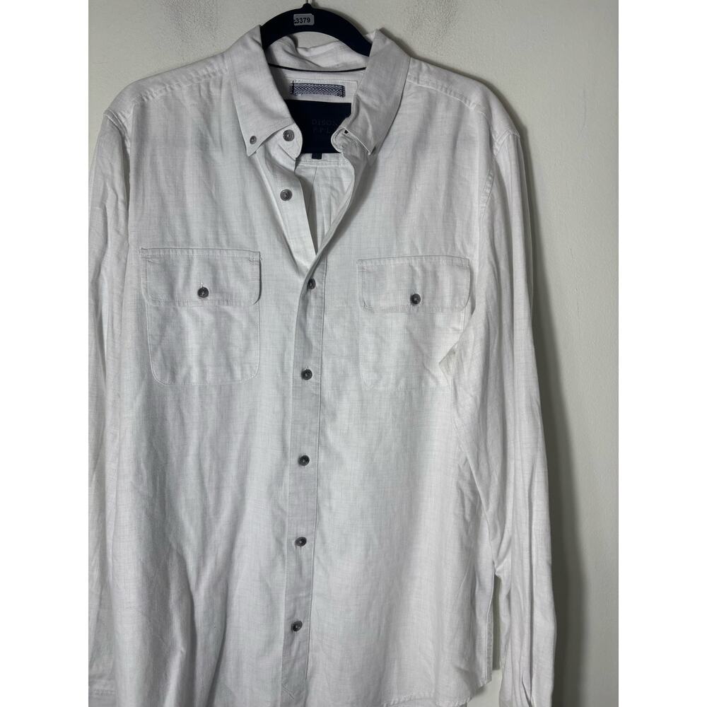 Men's Madison Supply Brushed White Soft Cotton Long Sleeve Button Down ShirtSz L
